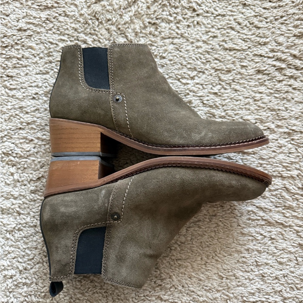 Olive Suede Ankle Boots Women